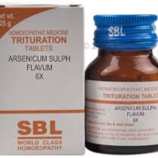 SBL ARSENICUM SULPH.FLAVUM 6X TABLET 25GM - kaledawale